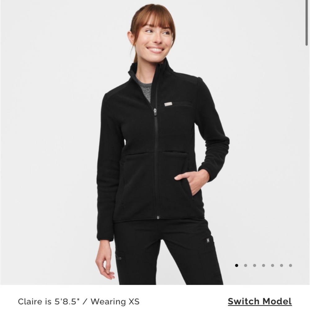 Figs jacket on shift fleece